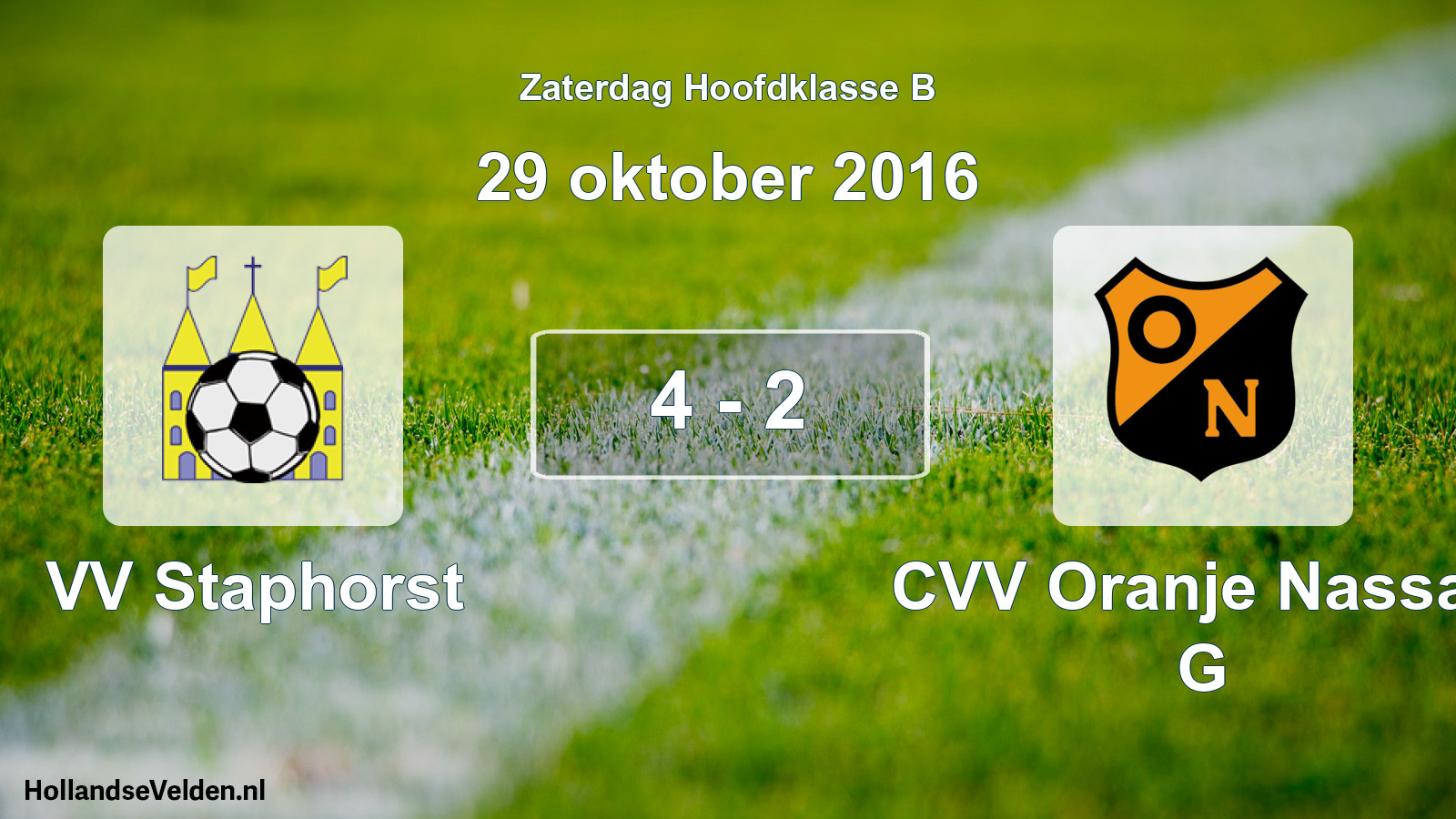 Total number of matches played: VV Staphorst - CVV Oranje Nassau G 4 - 2 (29 October 2016)