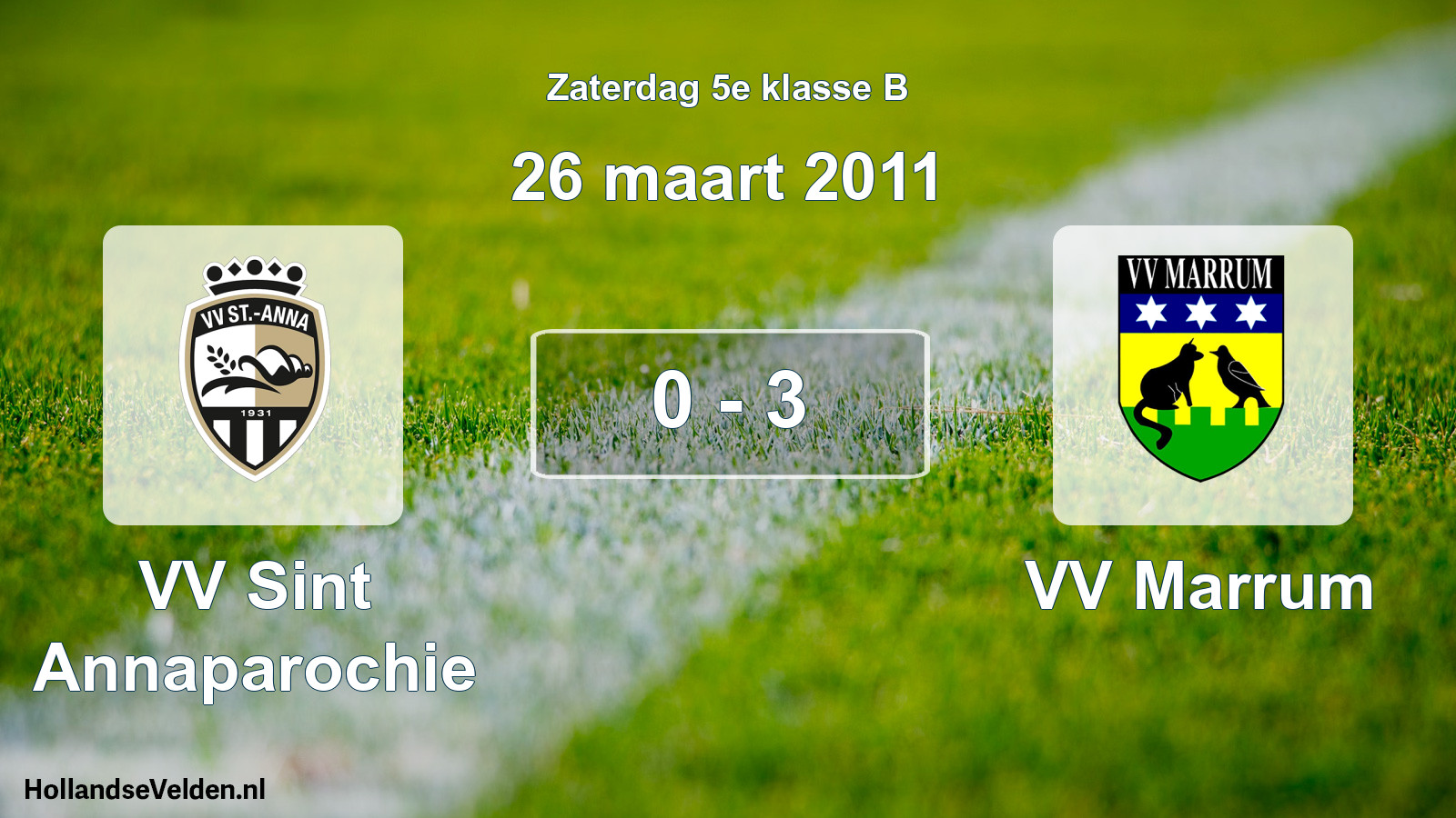 Total number of matches played: VV Sint Annaparochie - VV Marrum 0 - 3 (26 March 2011)