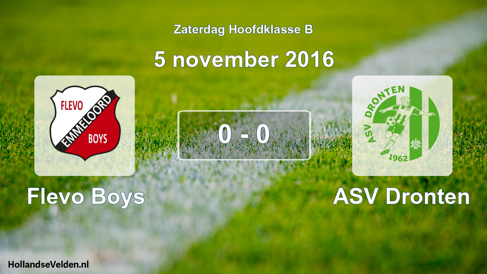Total number of matches played: Flevo Boys - ASV Dronten 0 - 0 (5 November 2016)