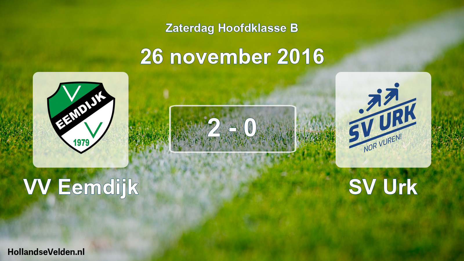 Total number of matches played: VV Eemdijk - SV Urk 2 - 0 (26 November 2016)
