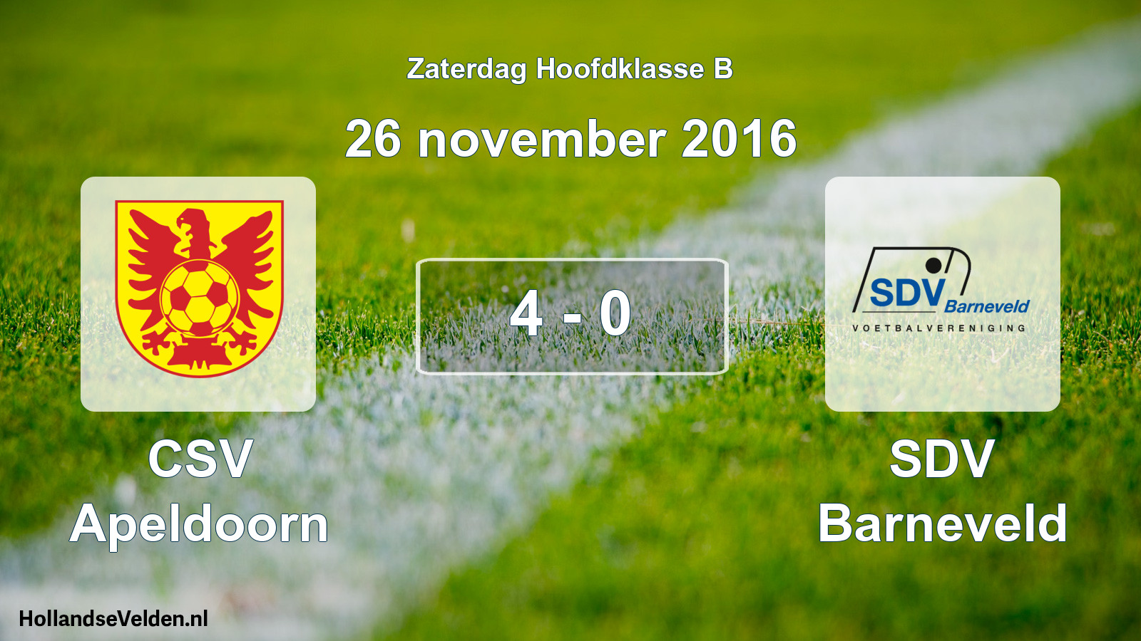 Total number of matches played: CSV Apeldoorn - SDV Barneveld 4 - 0 (26 November 2016)