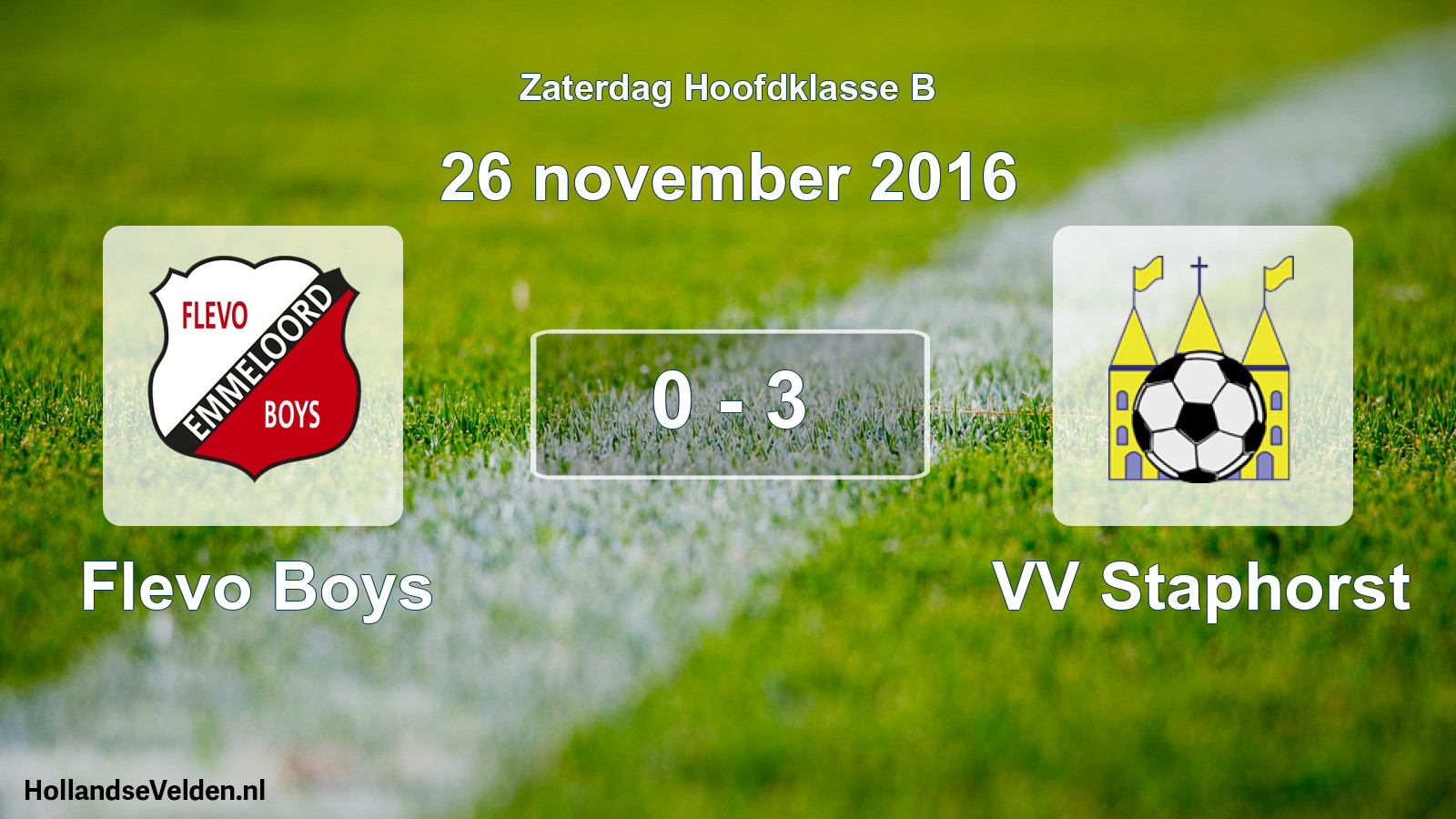 Total number of matches played: Flevo Boys - VV Staphorst 0 - 3 (26 November 2016)