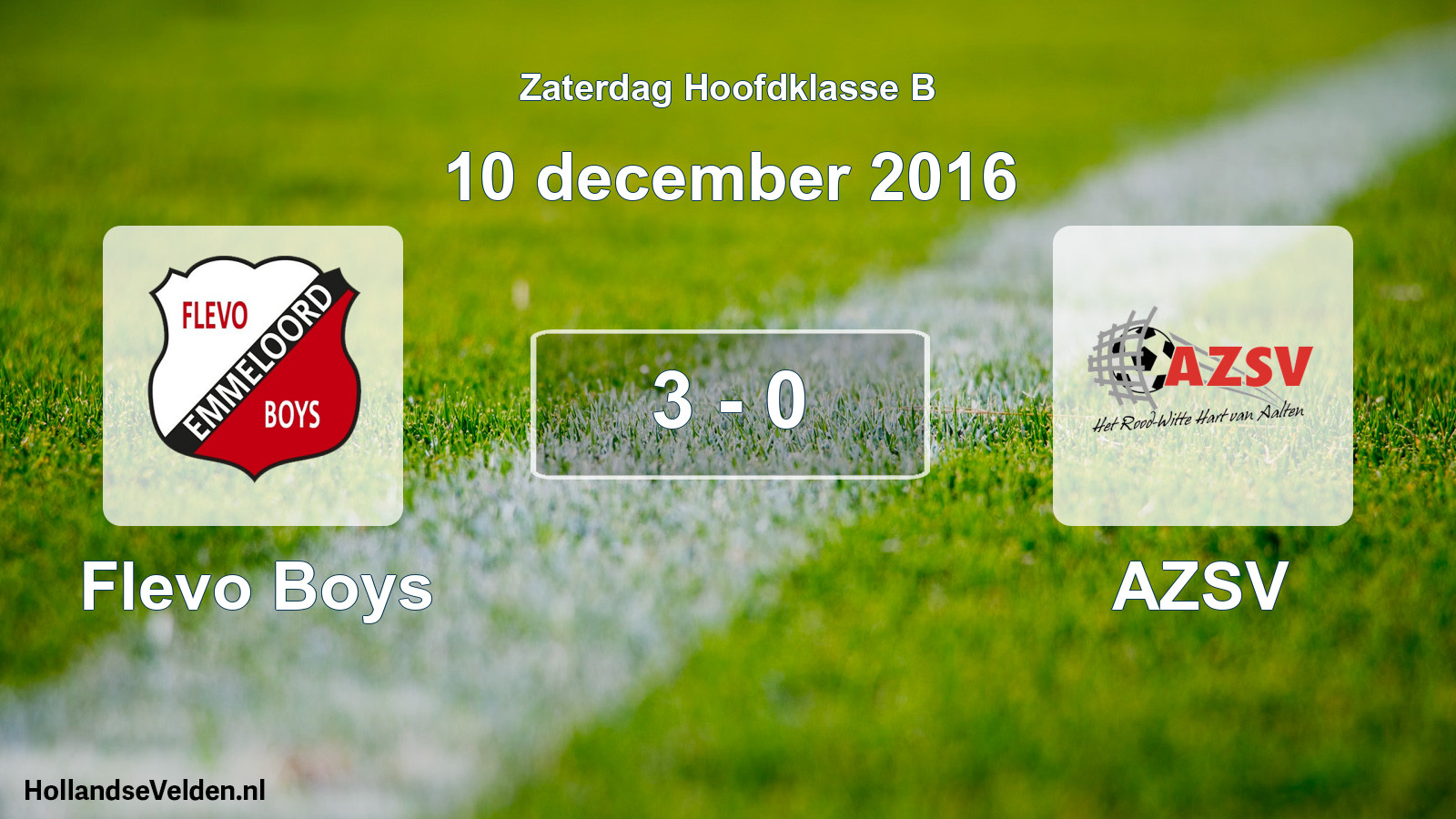 Total number of matches played: Flevo Boys - AZSV 3 - 0 (10 December 2016)