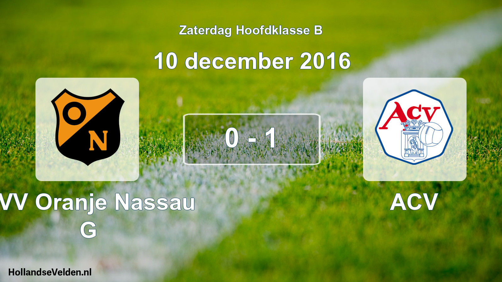 Total number of matches played: CVV Oranje Nassau G - ACV 0 - 1 (10 December 2016)