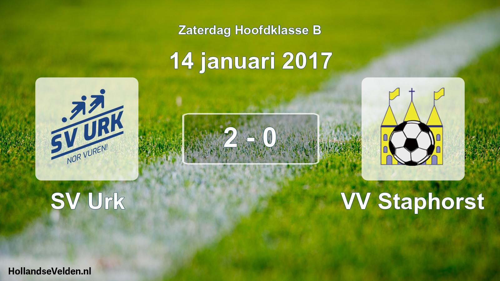 Gespeelde wedstrijd: SV Urk - VV Staphorst 2 - 0 (14 januari 2017)