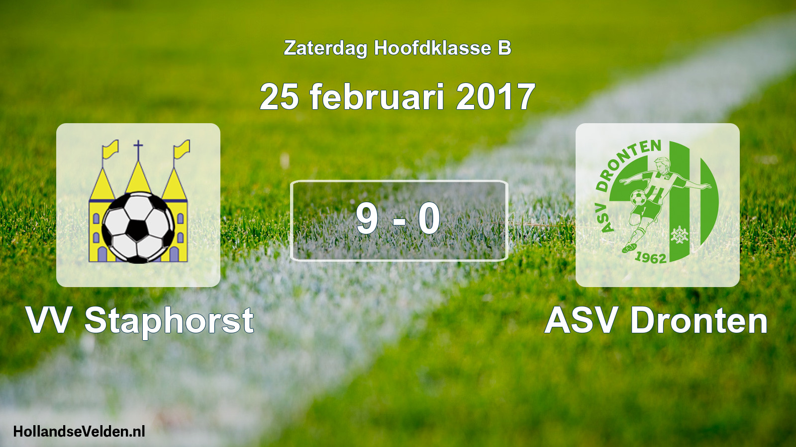 Total number of matches played: VV Staphorst - ASV Dronten 9 - 0 (25 February 2017)