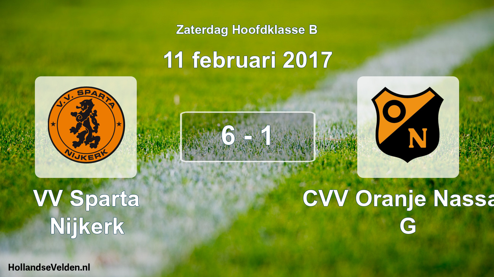 Total number of matches played: VV Sparta Nijkerk - CVV Oranje Nassau G 6 - 1 (11 February 2017)