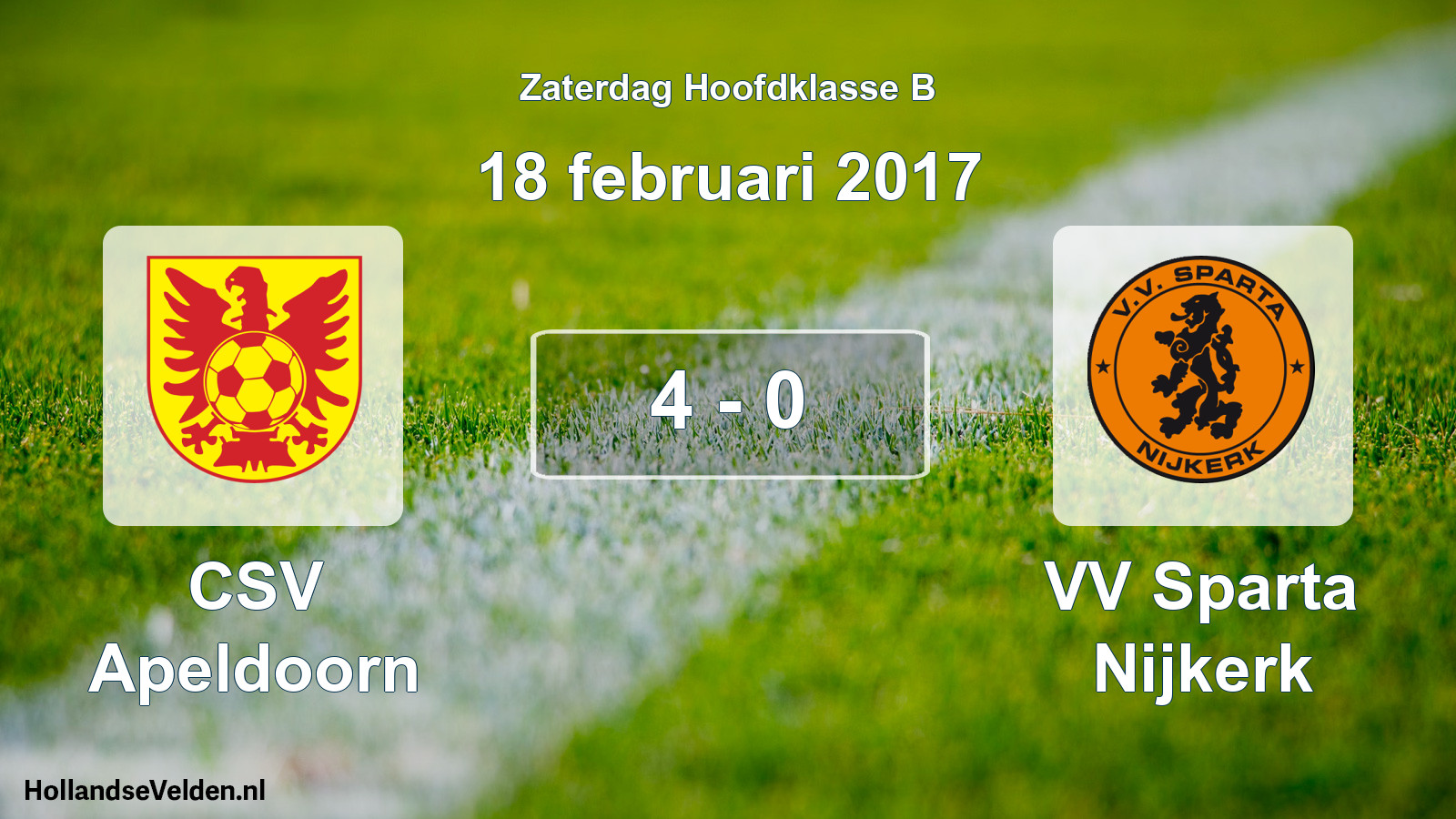 Gespeelde wedstrijd: CSV Apeldoorn - VV Sparta Nijkerk 4 - 0 (18 februari 2017)