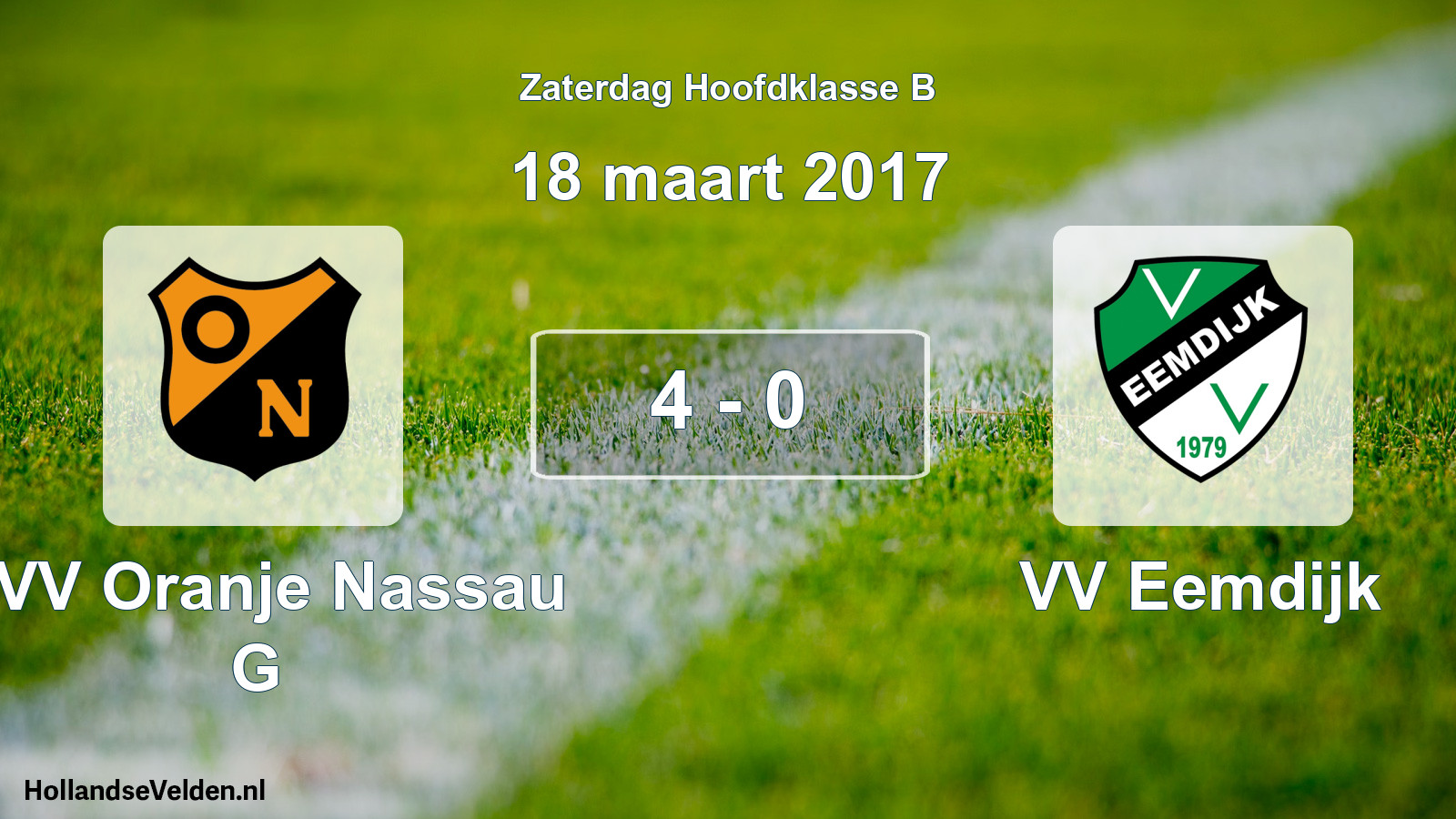 Total number of matches played: CVV Oranje Nassau G - VV Eemdijk 4 - 0 (18 March 2017)