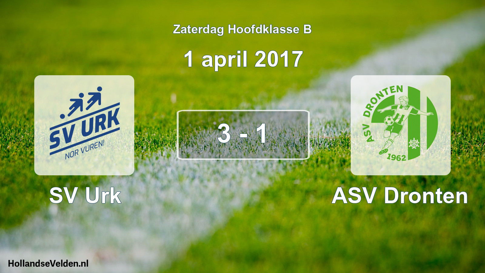 Total number of matches played: SV Urk - ASV Dronten 3 - 1 (1 April 2017)