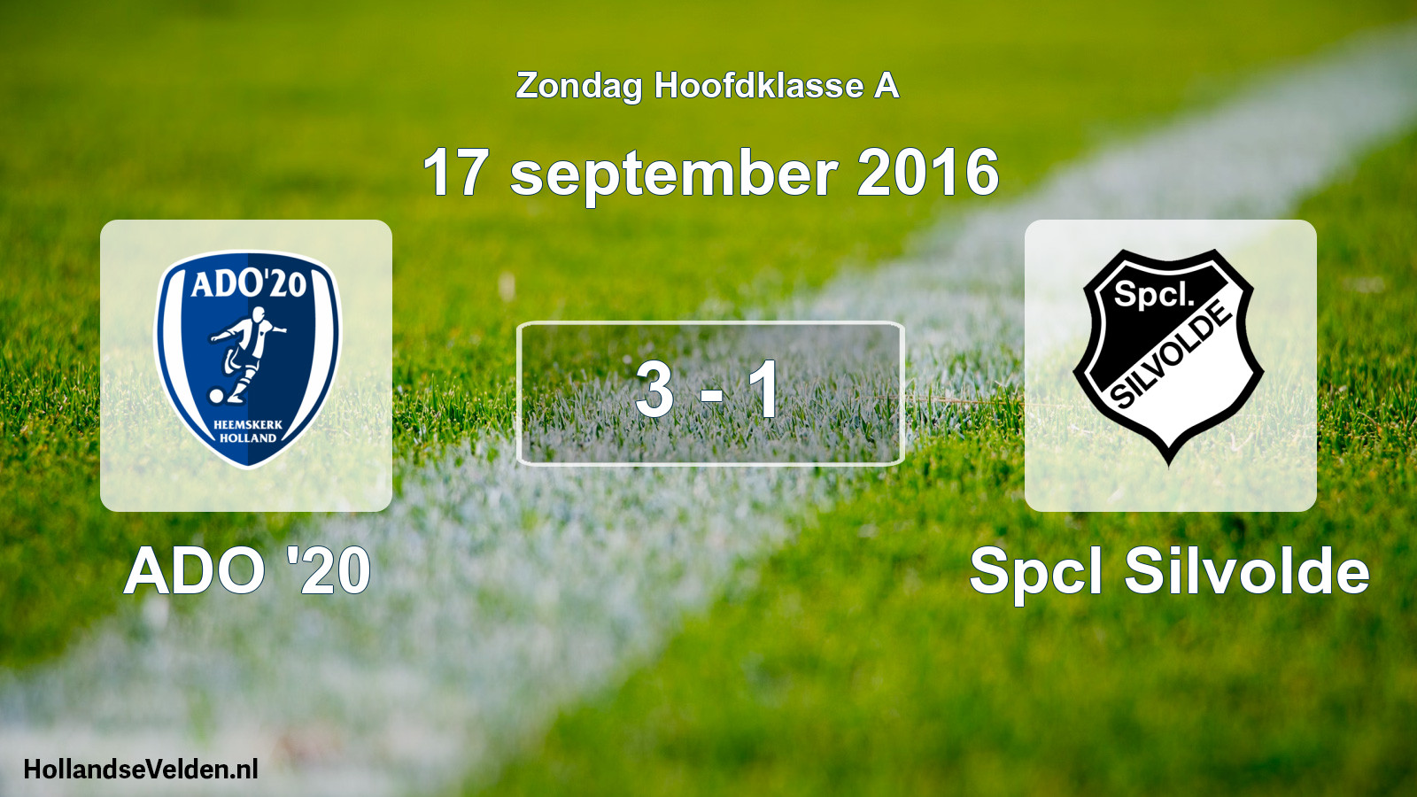Total number of matches played: ADO '20 - Spcl Silvolde 3 - 1 (17 September 2016)