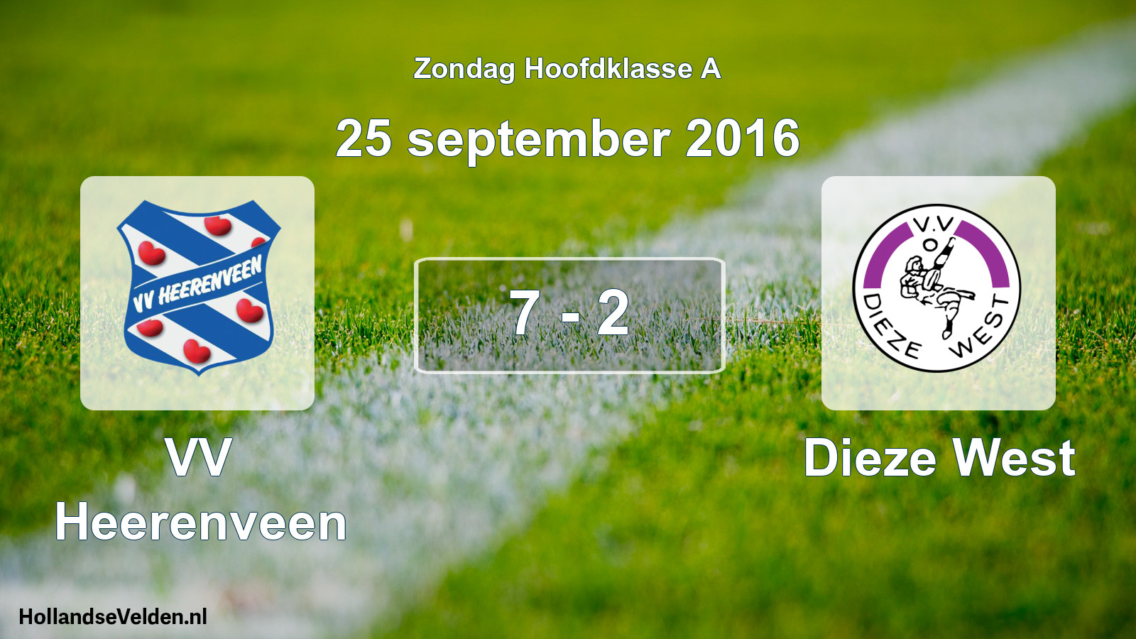 Total number of matches played: VV Heerenveen - Dieze West 7 - 2 (25 September 2016)