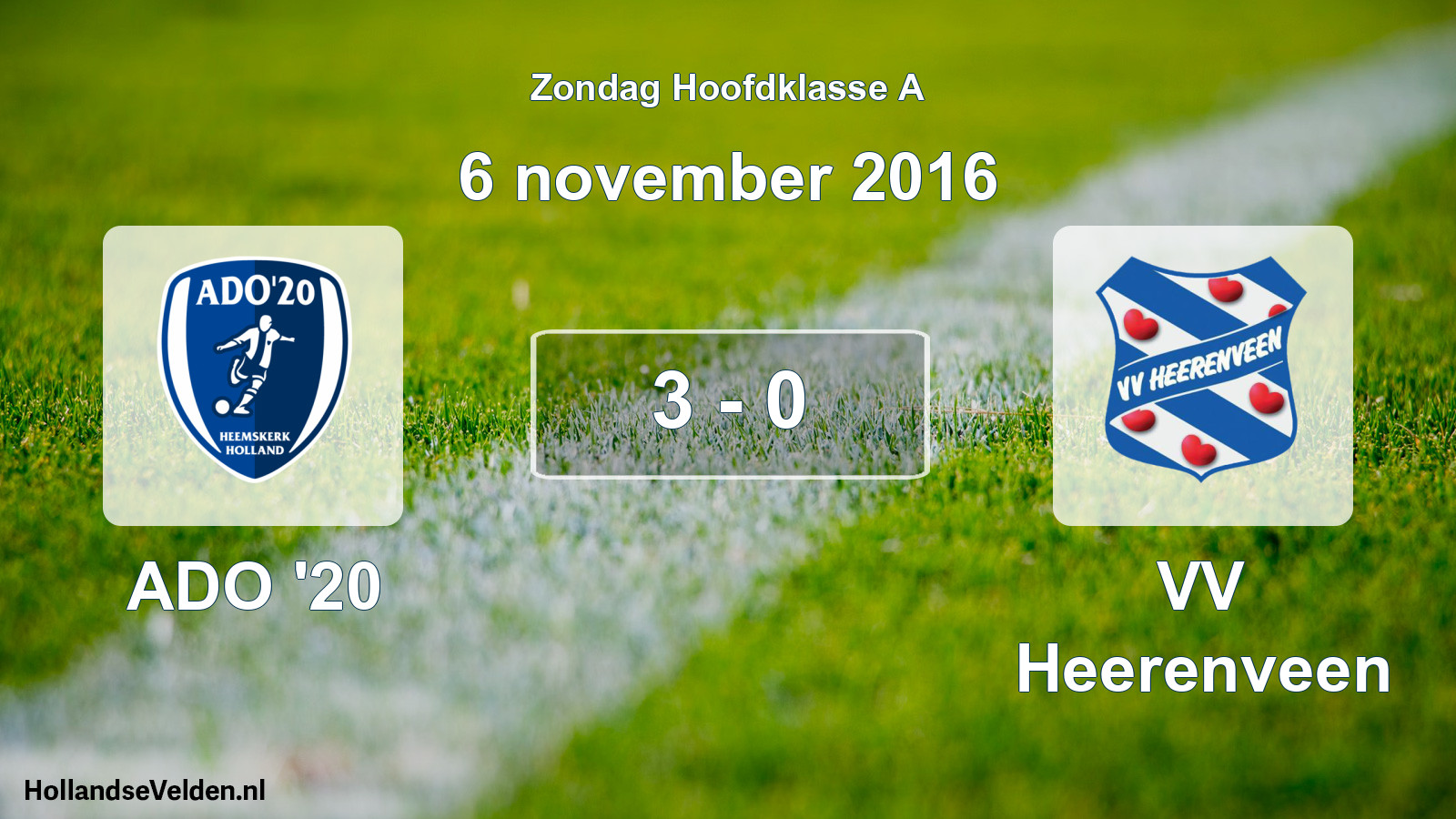 Total number of matches played: ADO '20 - VV Heerenveen 3 - 0 (6 November 2016)