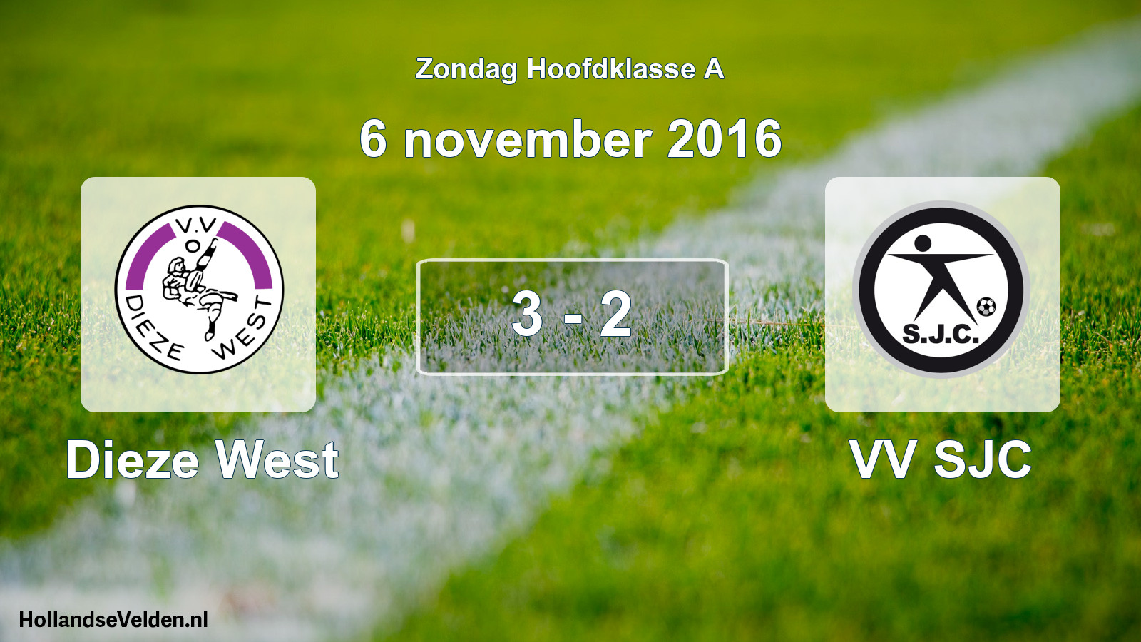 Total number of matches played: Dieze West - VV SJC 3 - 2 (6 November 2016)