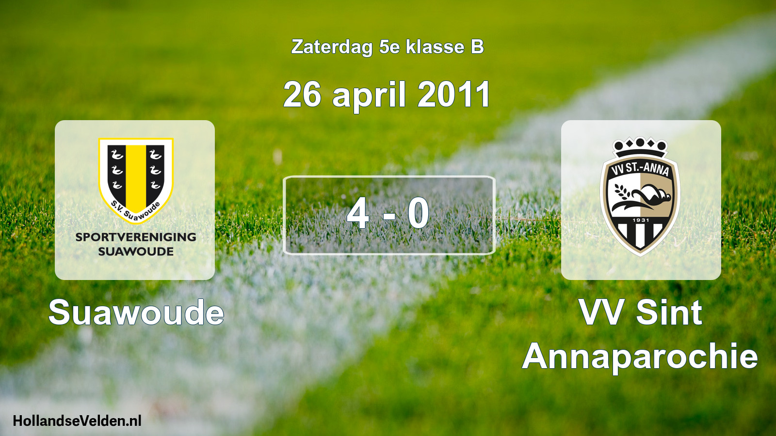 Total number of matches played: Suawoude - VV Sint Annaparochie 4 - 0 (26 April 2011)