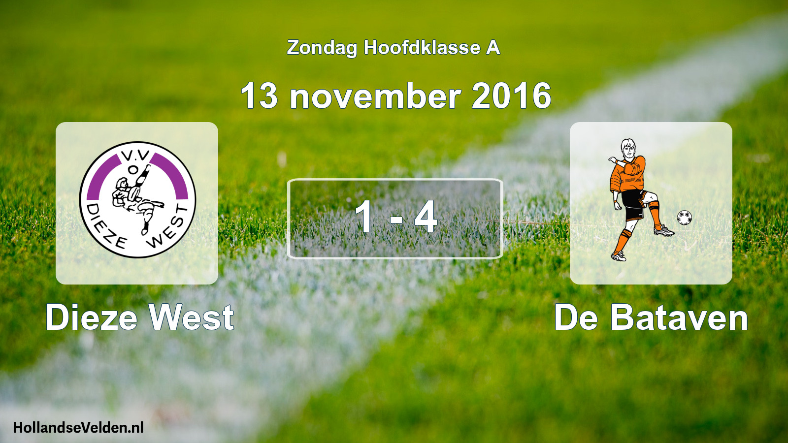 Total number of matches played: Dieze West - De Bataven 1 - 4 (13 November 2016)