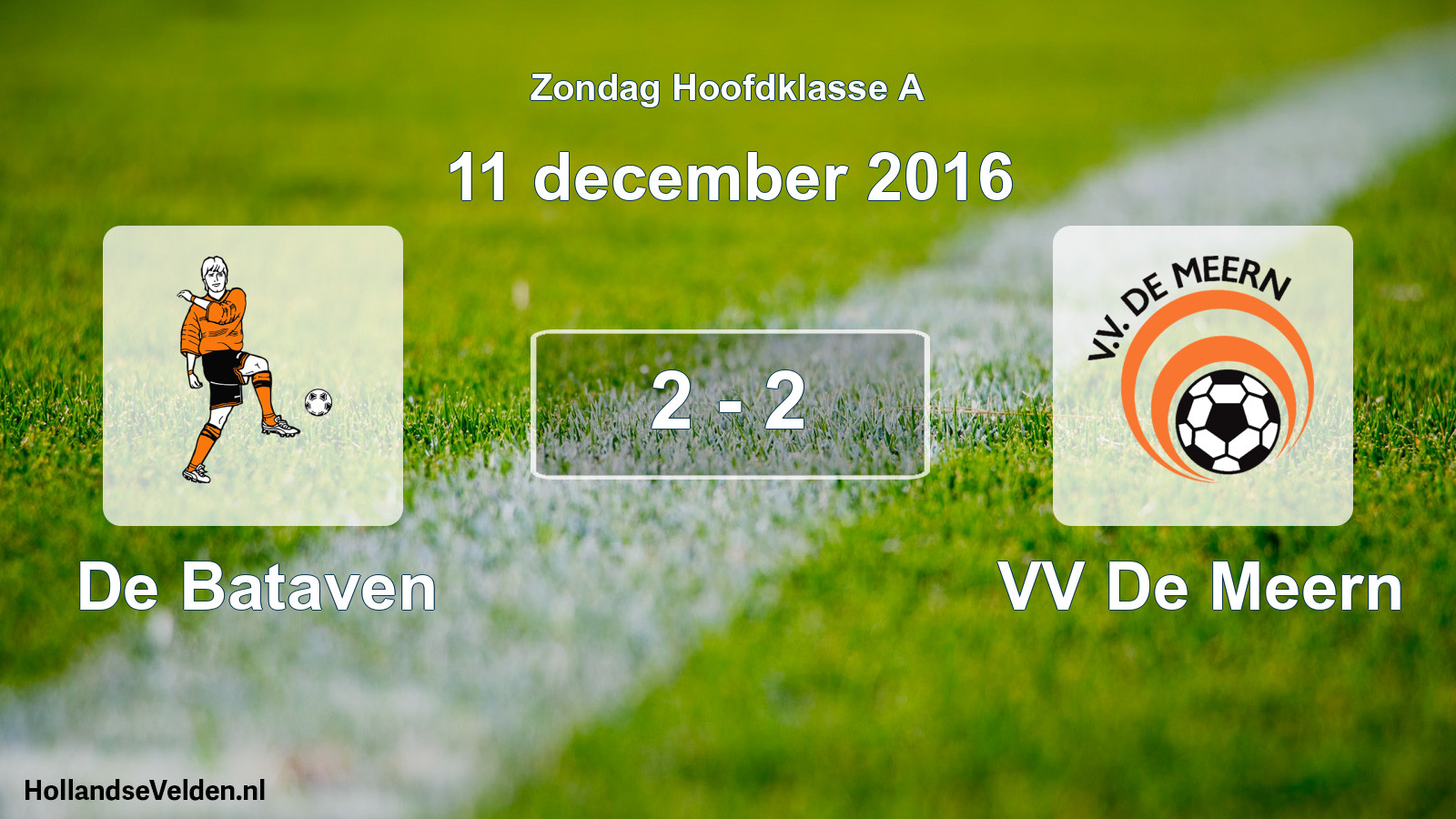 Total number of matches played: De Bataven - VV De Meern 2 - 2 (11 December 2016)