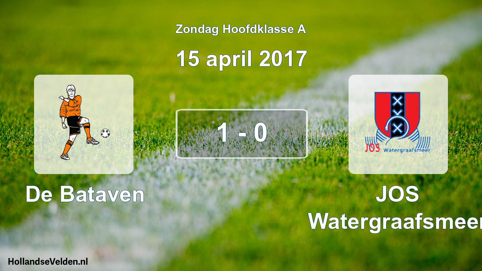 Total number of matches played: De Bataven - JOS Watergraafsmeer 1 - 0 (15 April 2017)