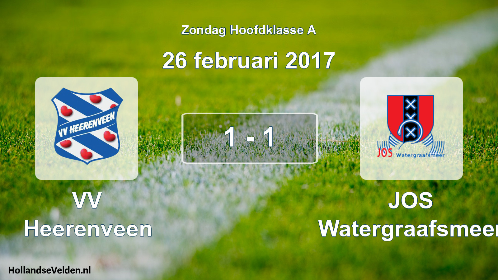 Total number of matches played: VV Heerenveen - JOS Watergraafsmeer 1 - 1 (26 February 2017)