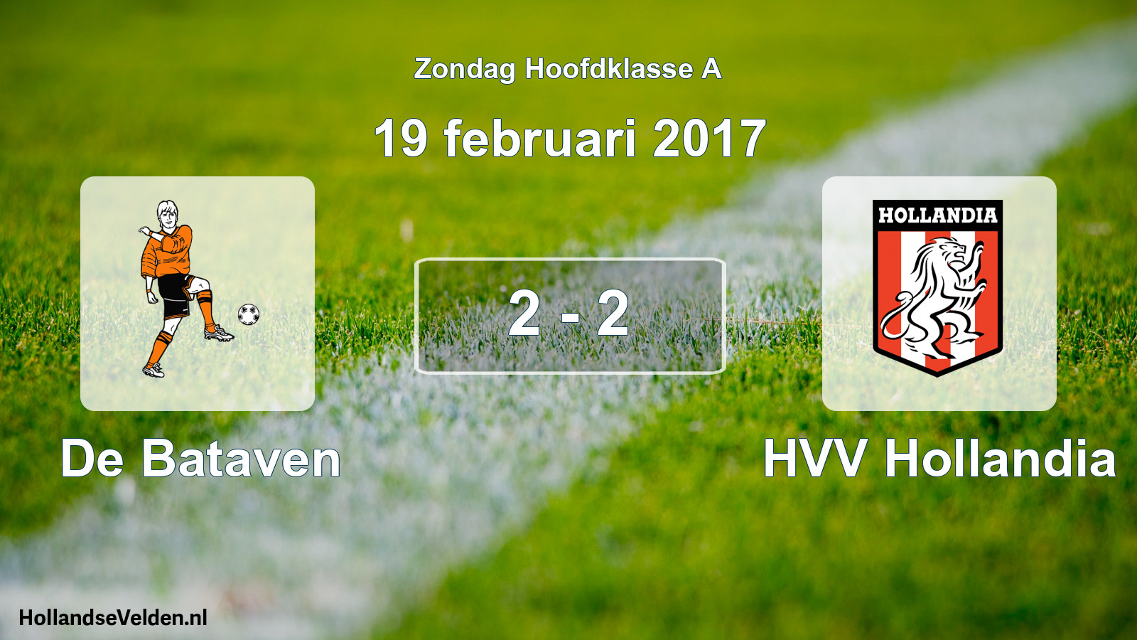 Total number of matches played: De Bataven - HVV Hollandia 2 - 2 (19 February 2017)