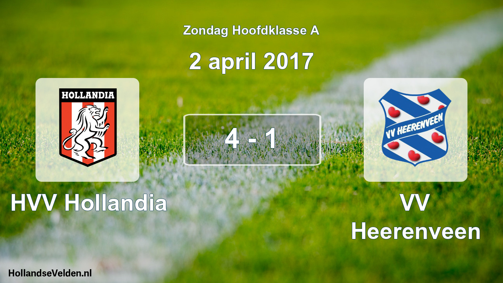 Total number of matches played: HVV Hollandia - VV Heerenveen 4 - 1 (2 April 2017)