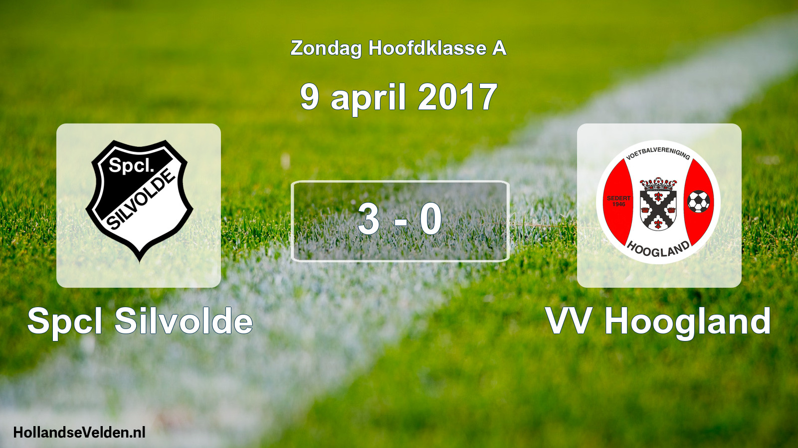 Total number of matches played: Spcl Silvolde - VV Hoogland 3 - 0 (9 April 2017)