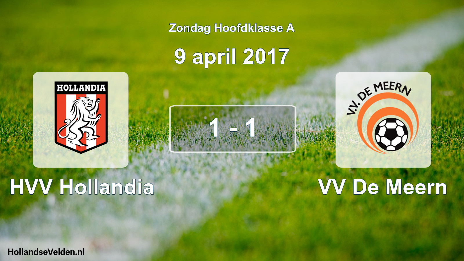 Total number of matches played: HVV Hollandia - VV De Meern 1 - 1 (9 April 2017)