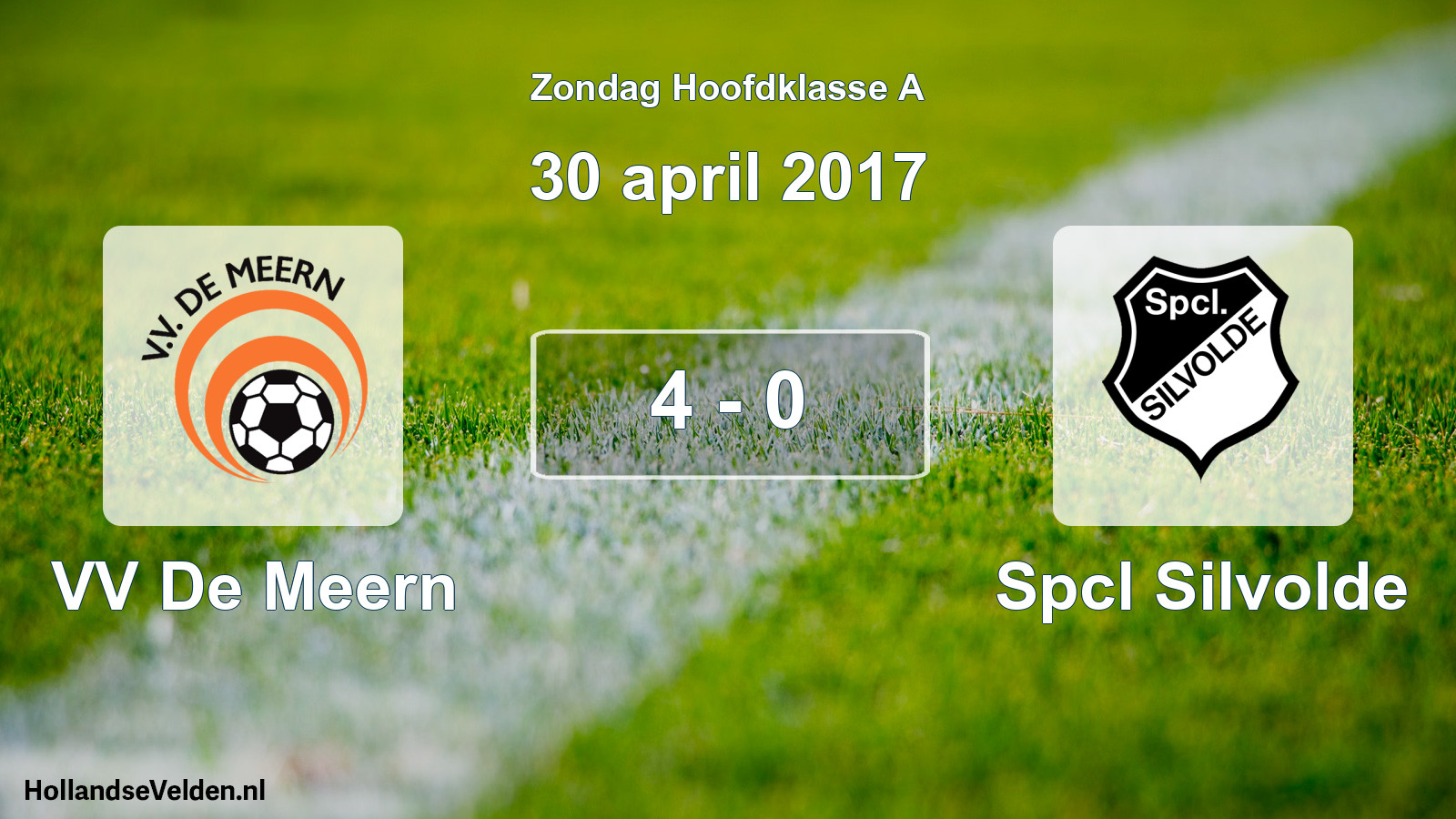 Total number of matches played: VV De Meern - Spcl Silvolde 4 - 0 (30 April 2017)