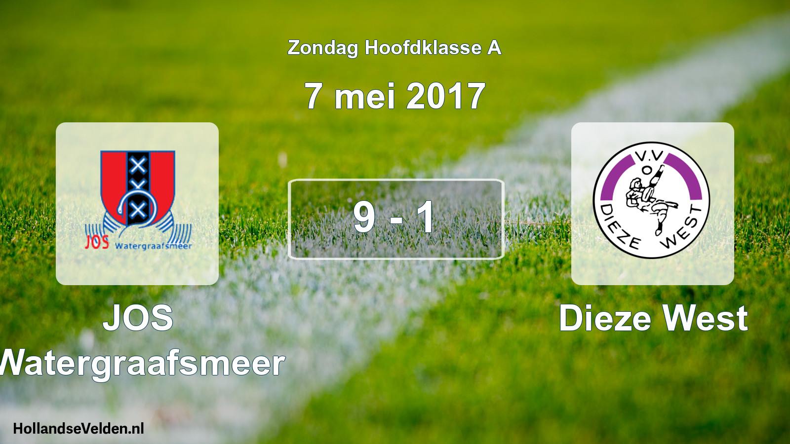 Total number of matches played: JOS Watergraafsmeer - Dieze West 9 - 1 (7 May 2017)