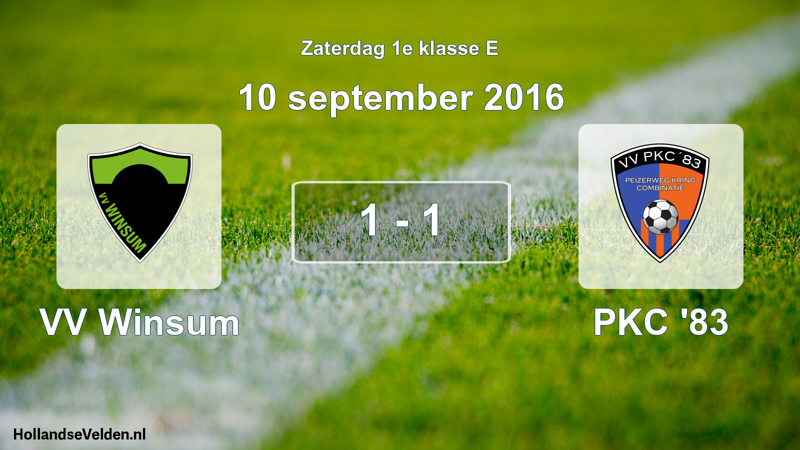 Total number of matches played: VV Winsum - PKC '83 1 - 1 (10 September 2016)