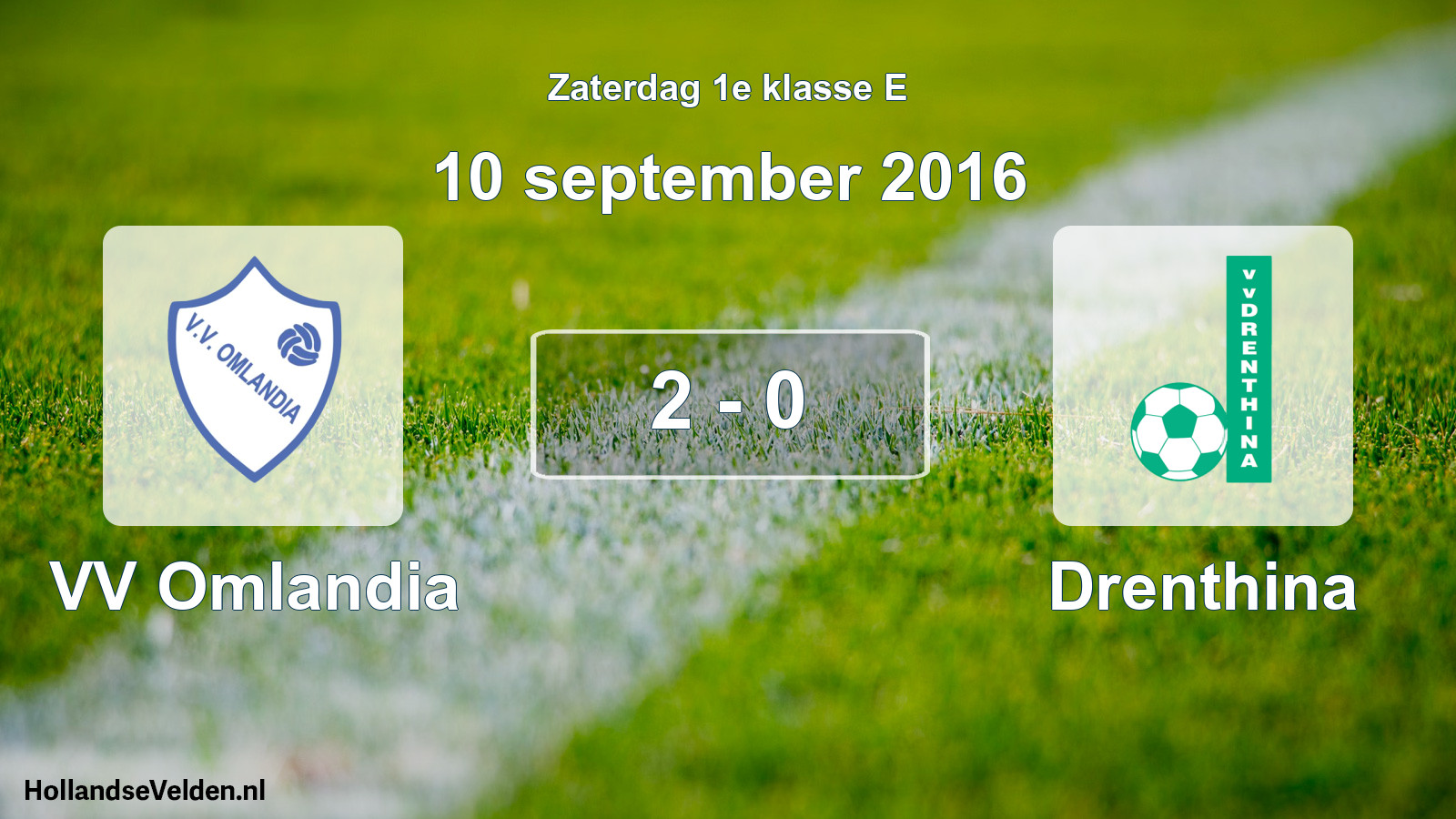 Total number of matches played: VV Omlandia - Drenthina 2 - 0 (10 September 2016)