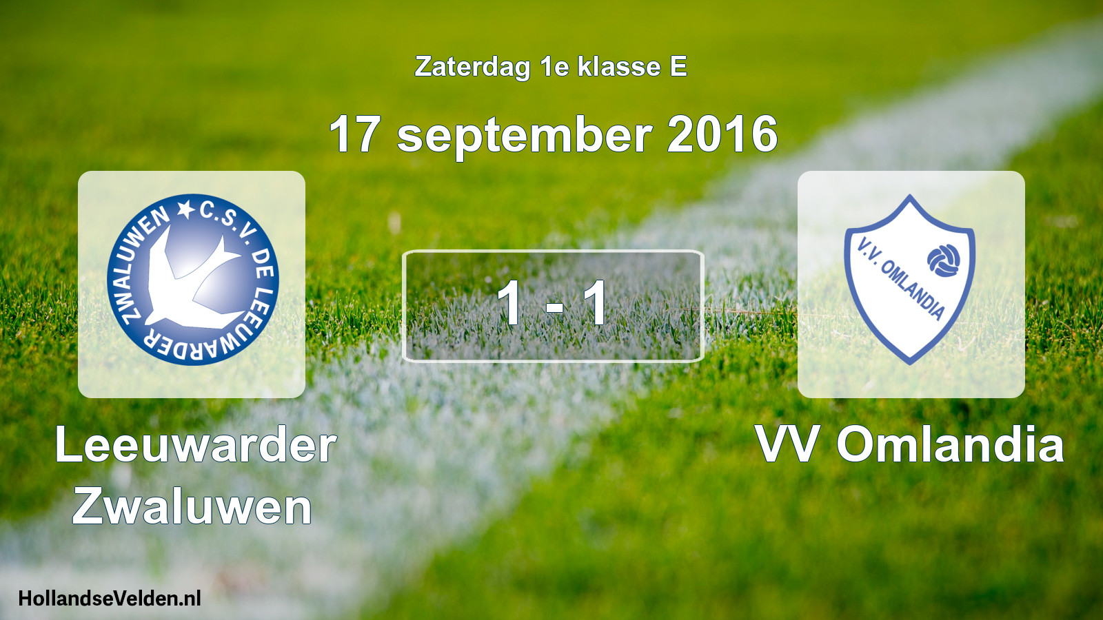 Total number of matches played: Leeuwarder Zwaluwen - VV Omlandia 1 - 1 (17 September 2016)