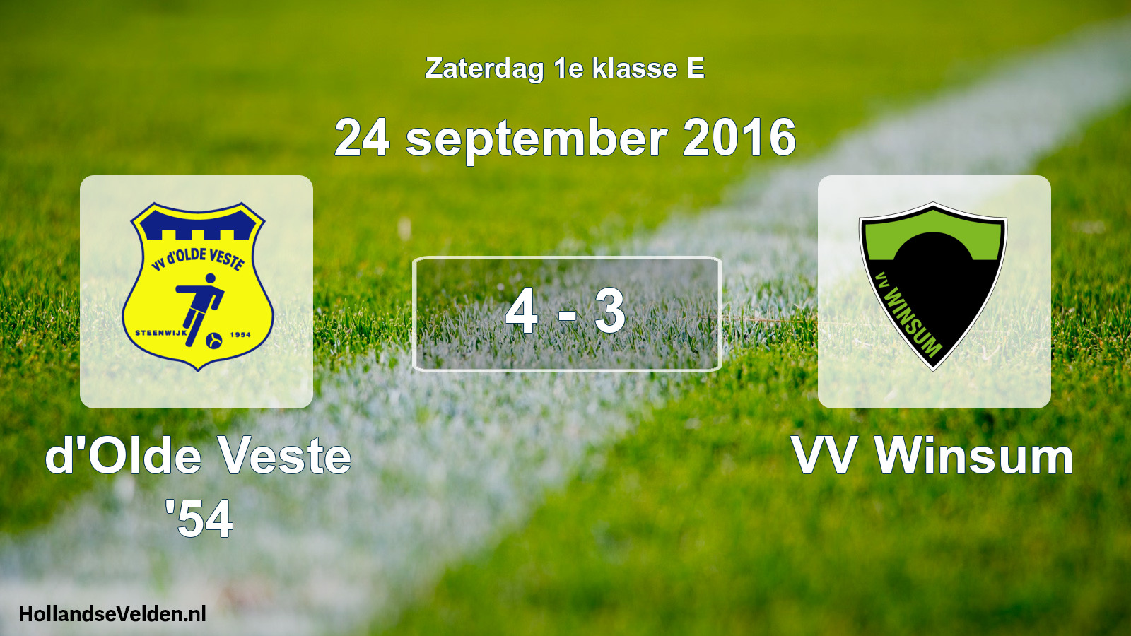 Total number of matches played: d'Olde Veste '54 - VV Winsum 4 - 3 (24 September 2016)
