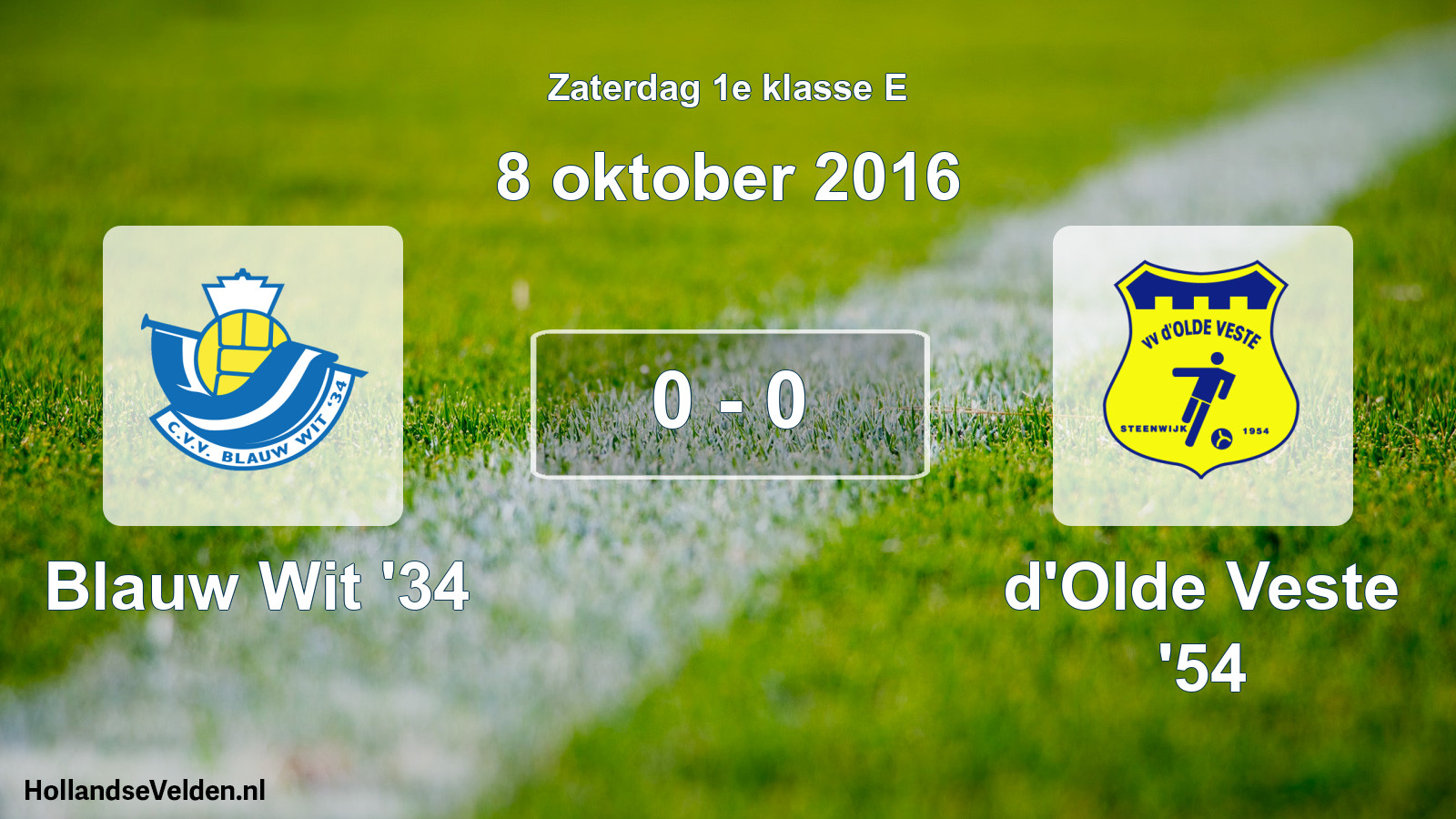 Total number of matches played: Blauw Wit '34 - d'Olde Veste '54 0 - 0 (8 October 2016)