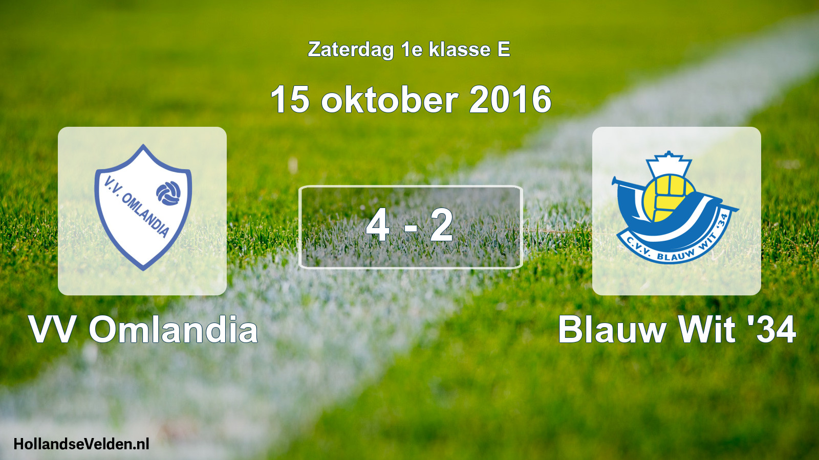 Total number of matches played: VV Omlandia - Blauw Wit '34 4 - 2 (15 October 2016)