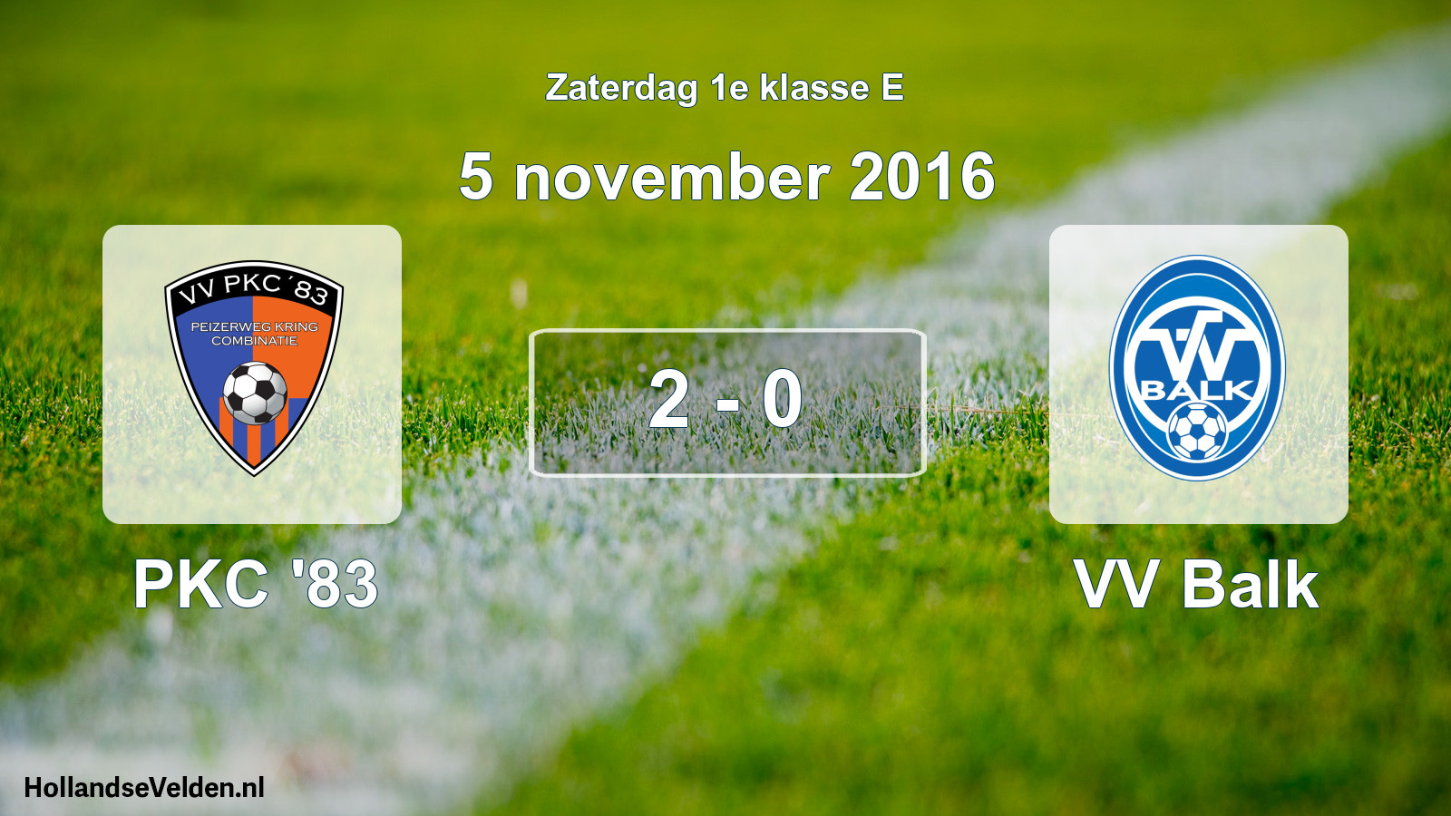 Total number of matches played: PKC '83 - VV Balk 2 - 0 (5 November 2016)