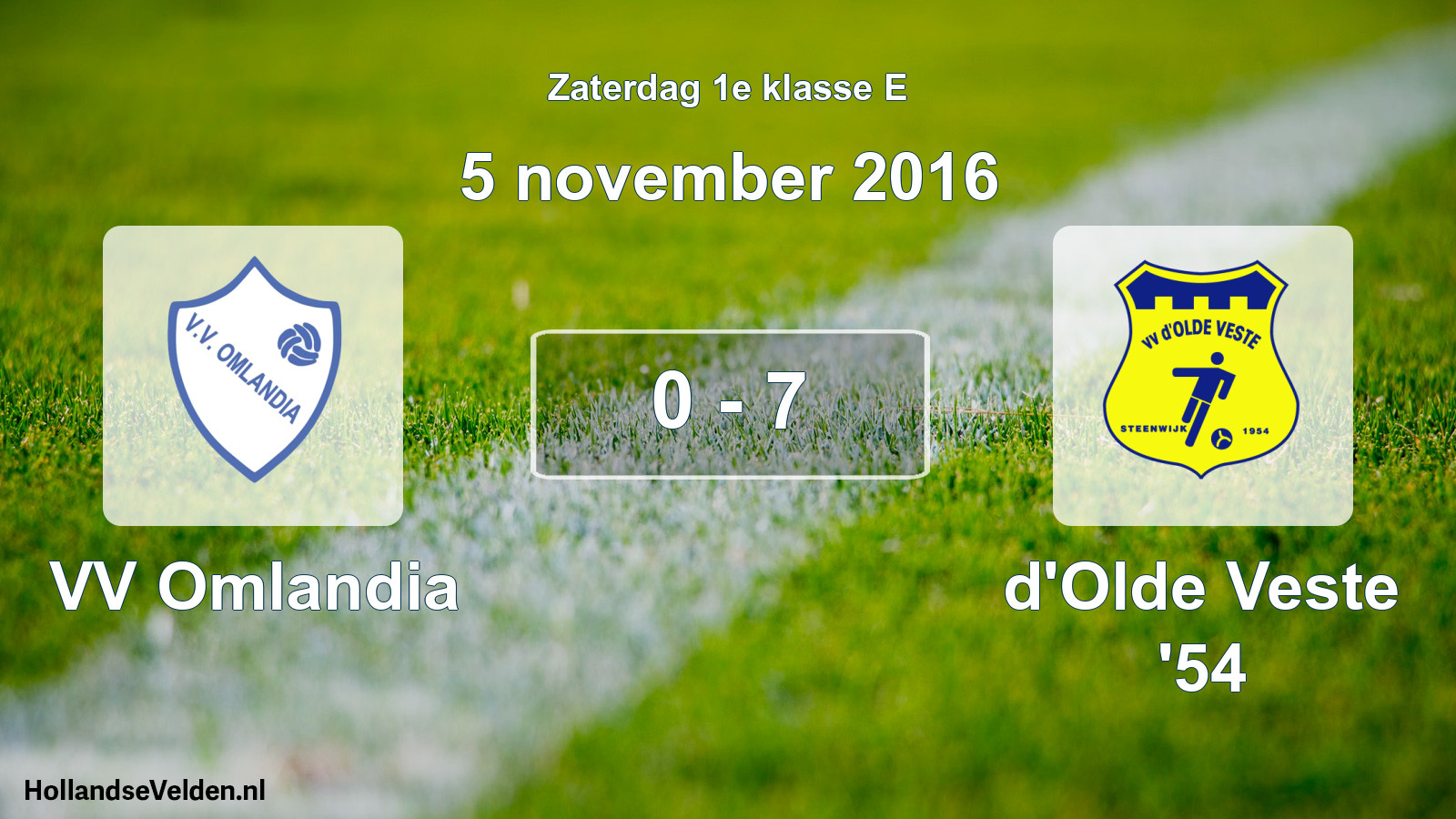 Total number of matches played: VV Omlandia - d'Olde Veste '54 0 - 7 (5 November 2016)