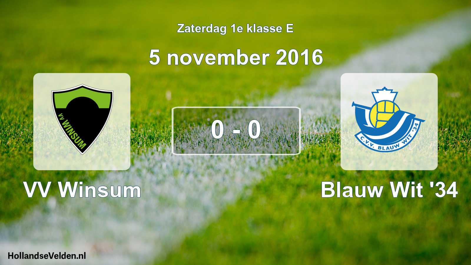 Total number of matches played: VV Winsum - Blauw Wit '34 0 - 0 (5 November 2016)