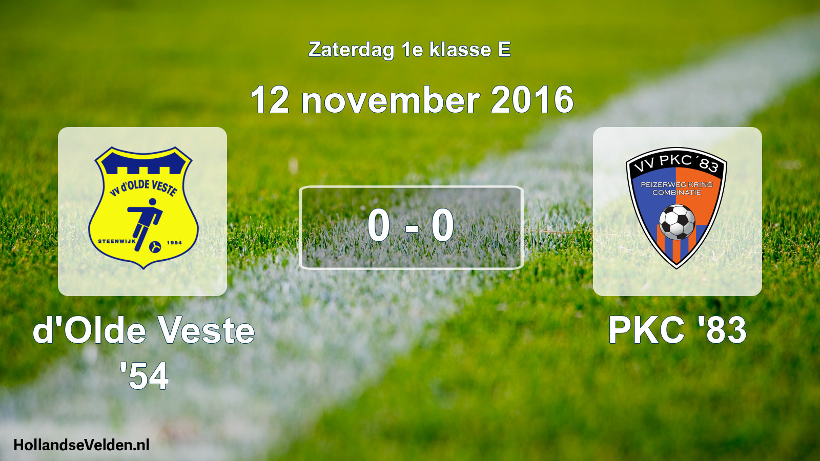 Total number of matches played: d'Olde Veste '54 - PKC '83 0 - 0 (12 November 2016)