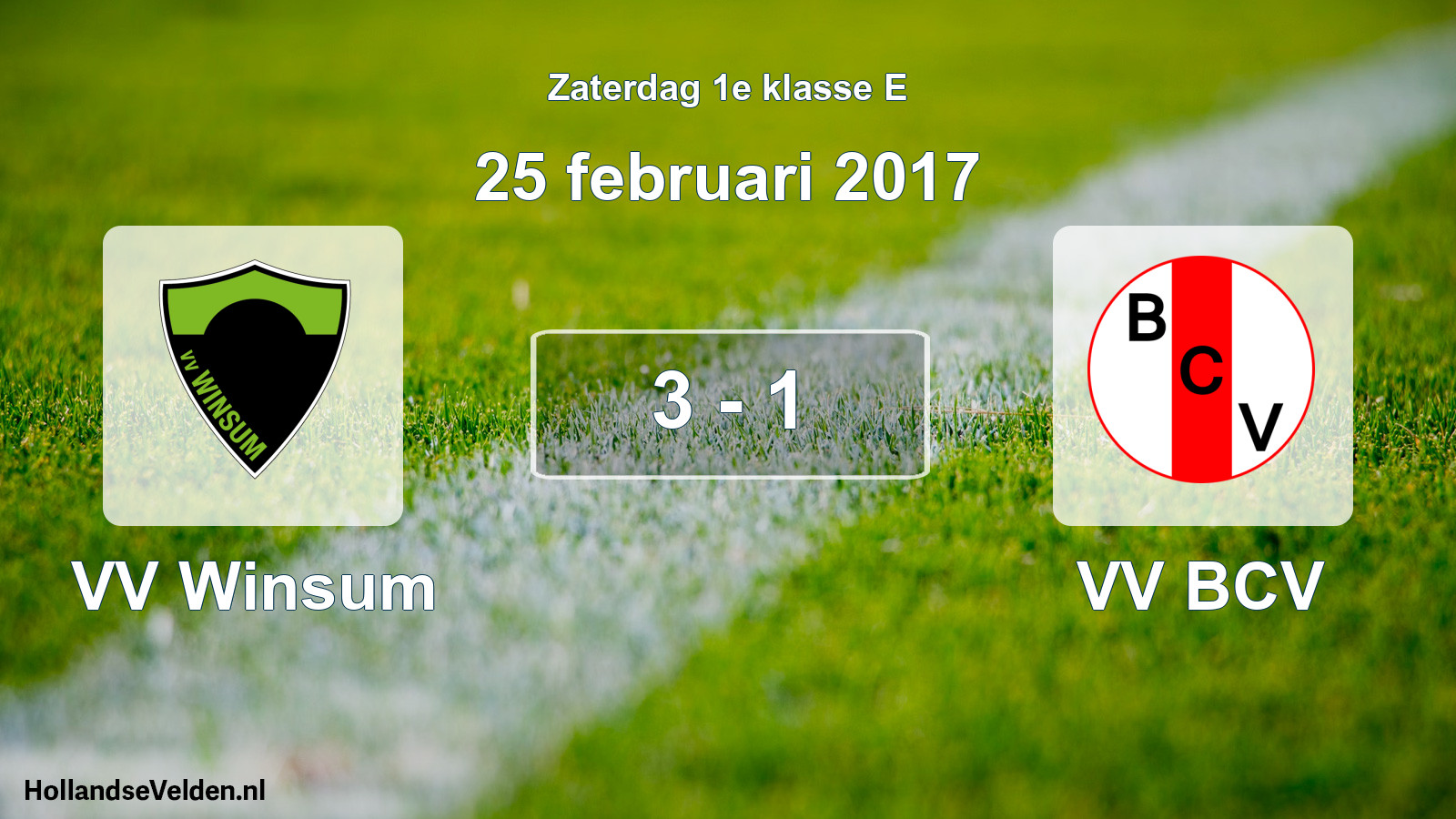 Total number of matches played: VV Winsum - VV BCV 3 - 1 (25 February 2017)
