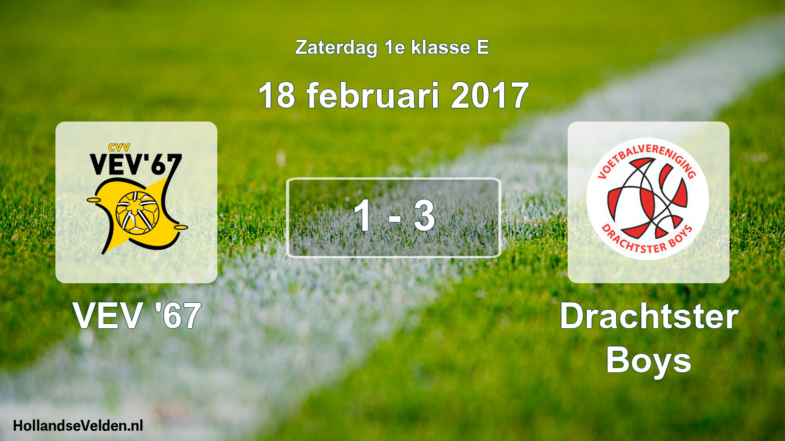 Total number of matches played: VEV '67 - Drachtster Boys 1 - 3 (18 February 2017)
