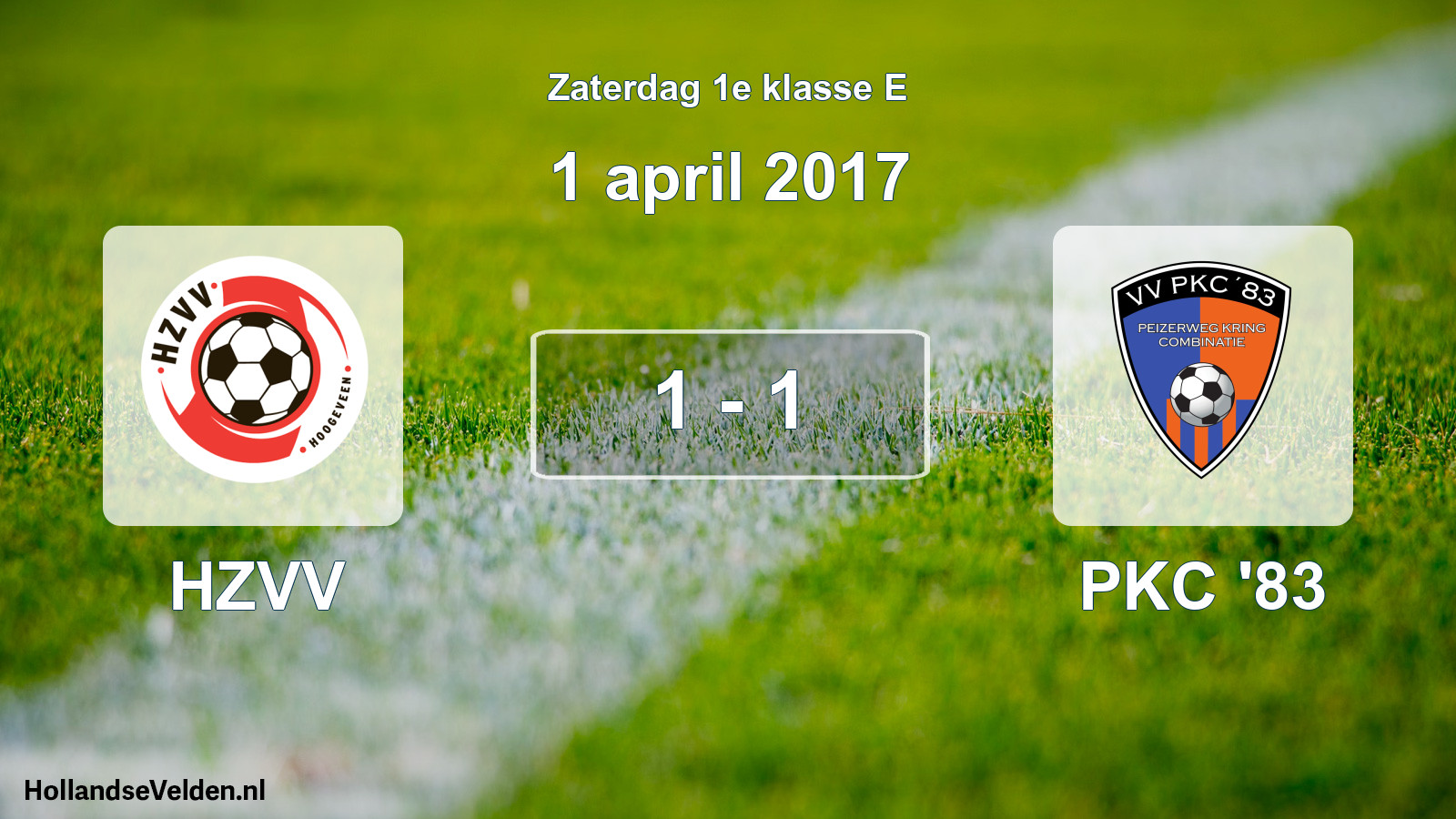 Total number of matches played: HZVV - PKC '83 1 - 1 (1 April 2017)