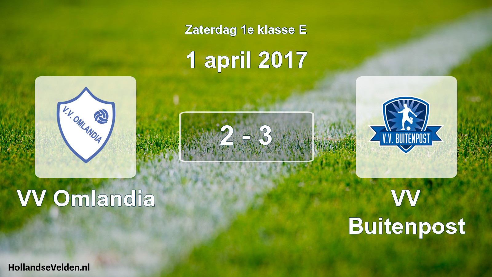 Total number of matches played: VV Omlandia - VV Buitenpost 2 - 3 (1 April 2017)