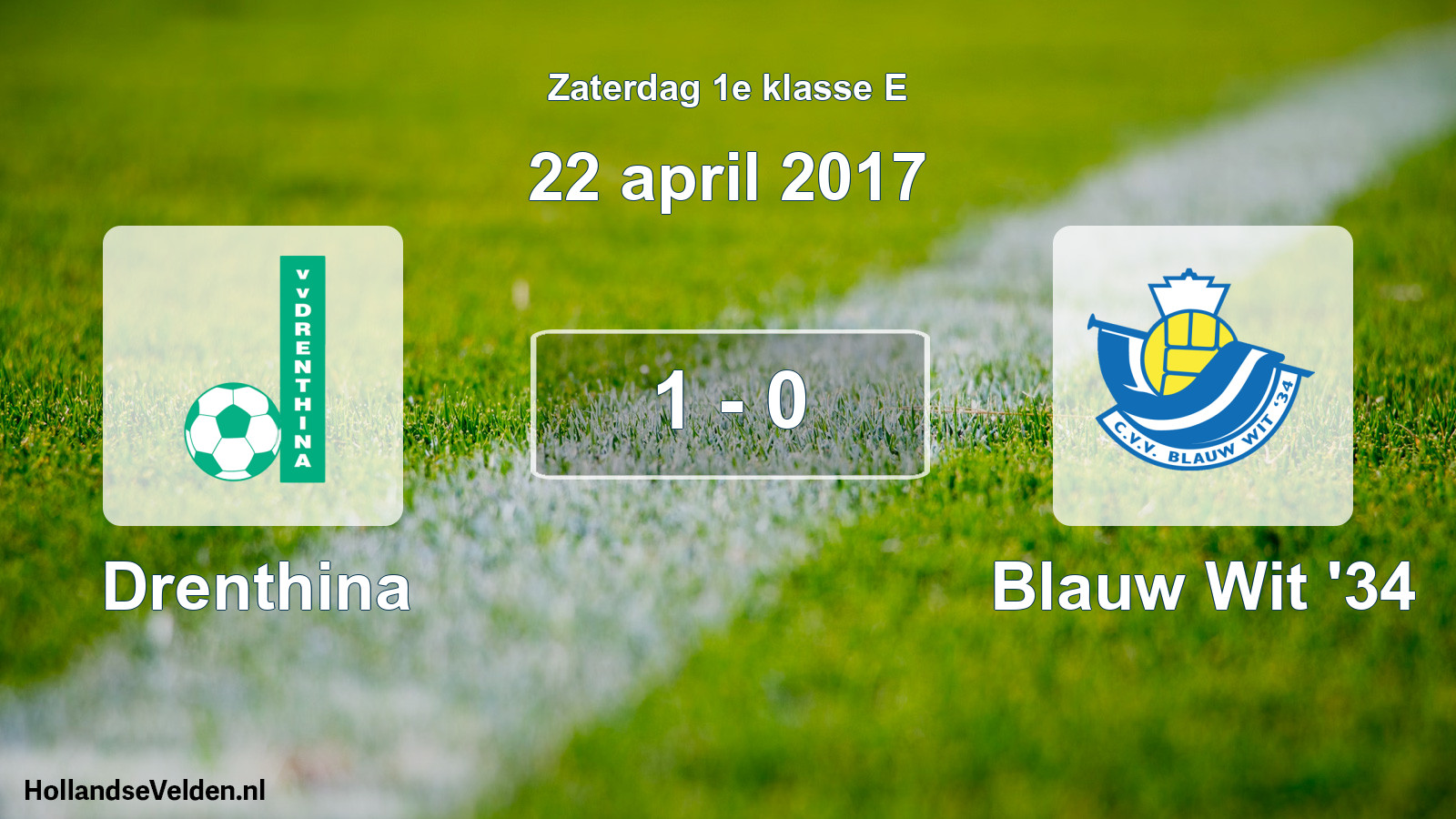 Total number of matches played: Drenthina - Blauw Wit '34 1 - 0 (22 April 2017)