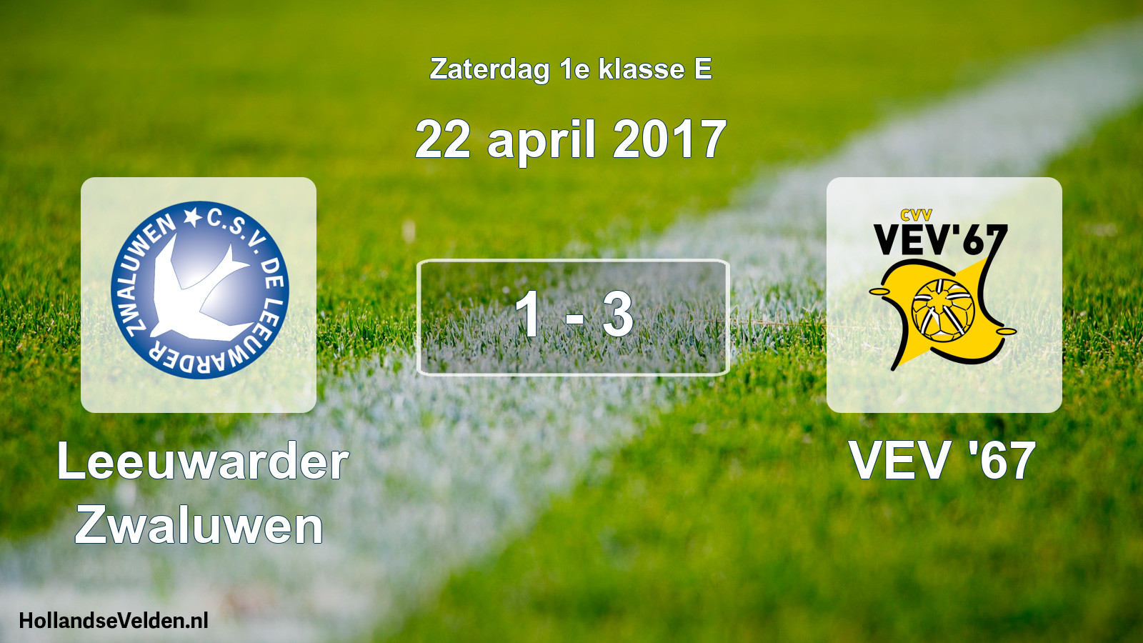 Total number of matches played: Leeuwarder Zwaluwen - VEV '67 1 - 3 (22 April 2017)