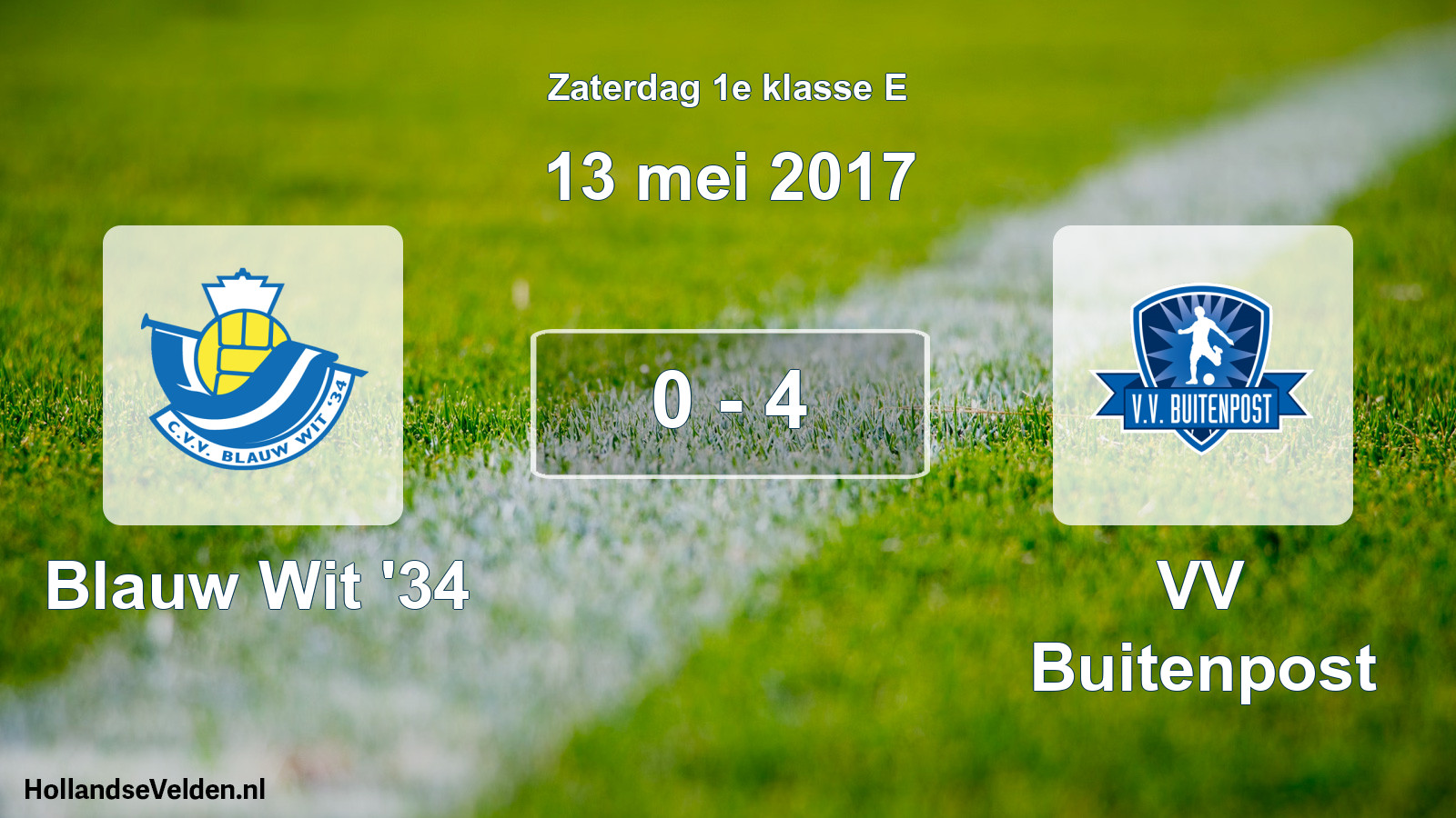 Total number of matches played: Blauw Wit '34 - VV Buitenpost 0 - 4 (13 May 2017)