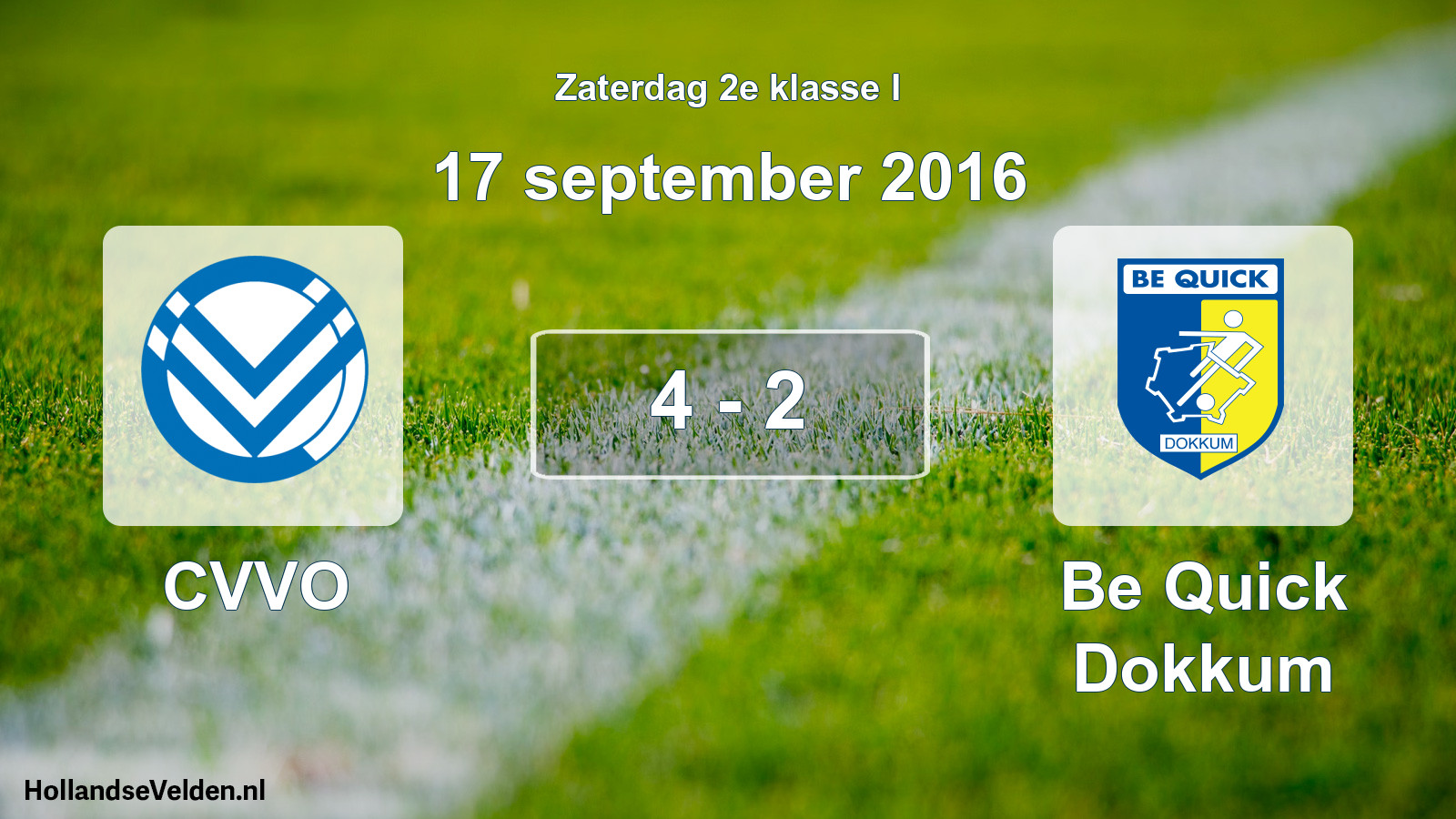 Total number of matches played: CVVO - Be Quick Dokkum 4 - 2 (17 September 2016)