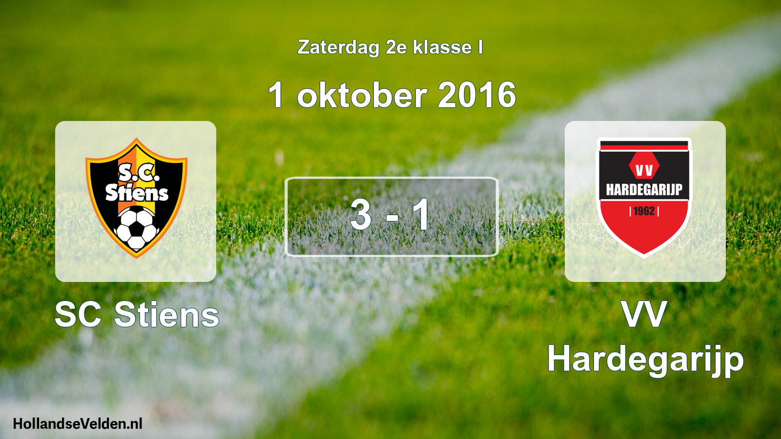 Total number of matches played: SC Stiens - VV Hardegarijp 3 - 1 (1 October 2016)