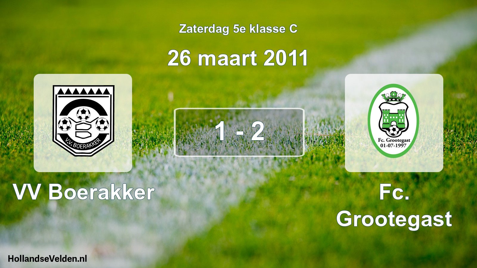 Total number of matches played: VV Boerakker - Fc. Grootegast 1 - 2 (26 March 2011)