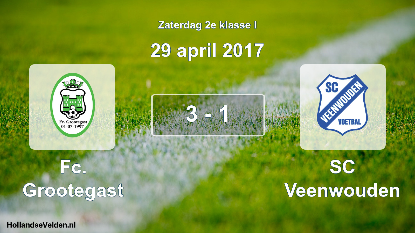 Total number of matches played: Fc. Grootegast - SC Veenwouden 3 - 1 (29 April 2017)